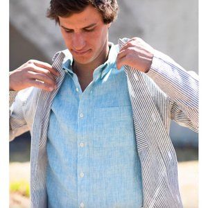 Alex Crane sky light blue Playa linen button down collared unisex shirt